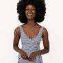 Seaside Navy Wave Wrap Front One Piece