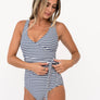Seaside Navy Wave Wrap Front One Piece
